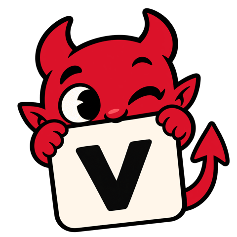 The Word Vice devil leaning back toward the otter with a wink.